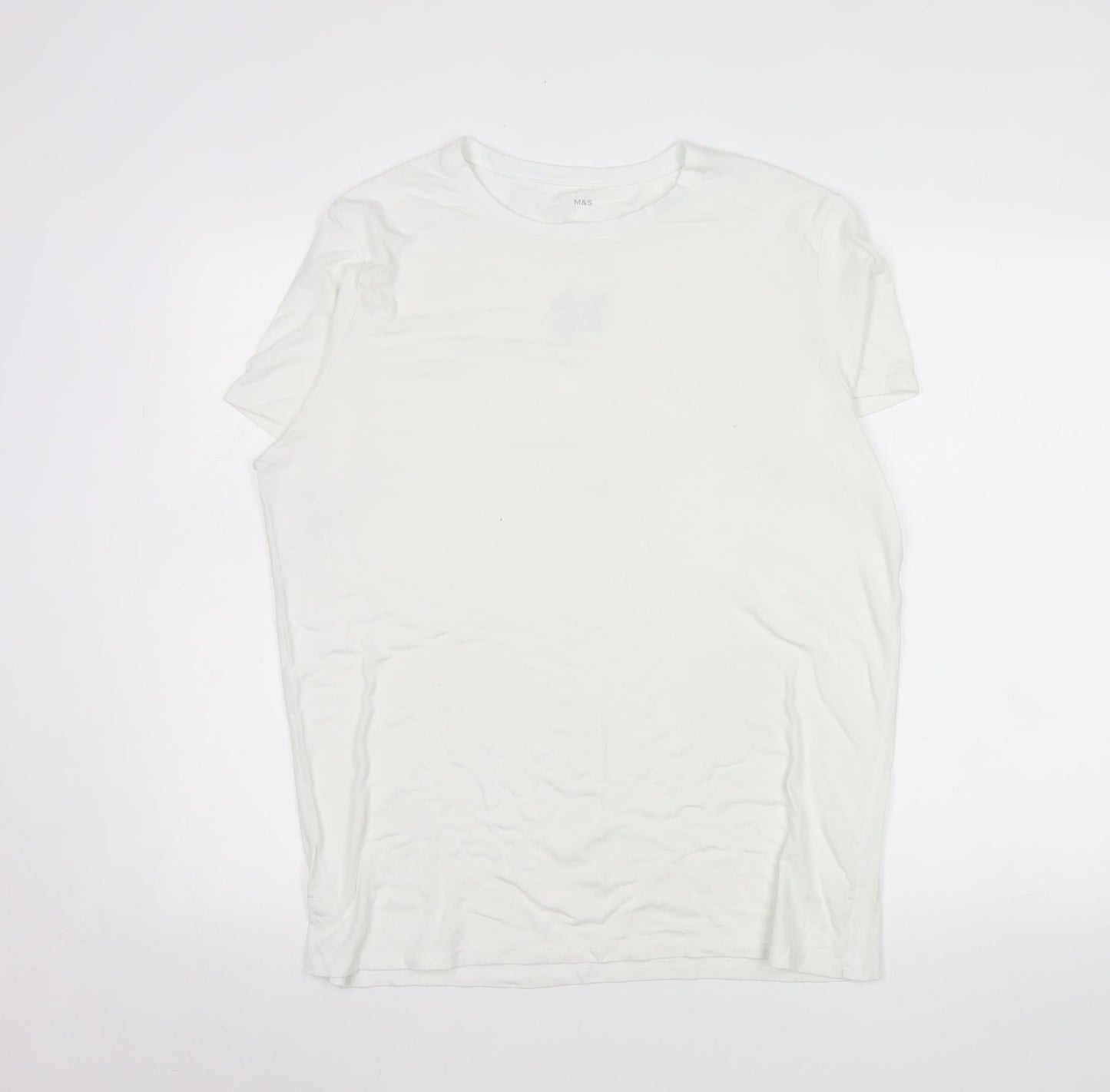 Marks and Spencer Men Ivory XL Thermal Short Sleeve Crew Neck T-Shirt