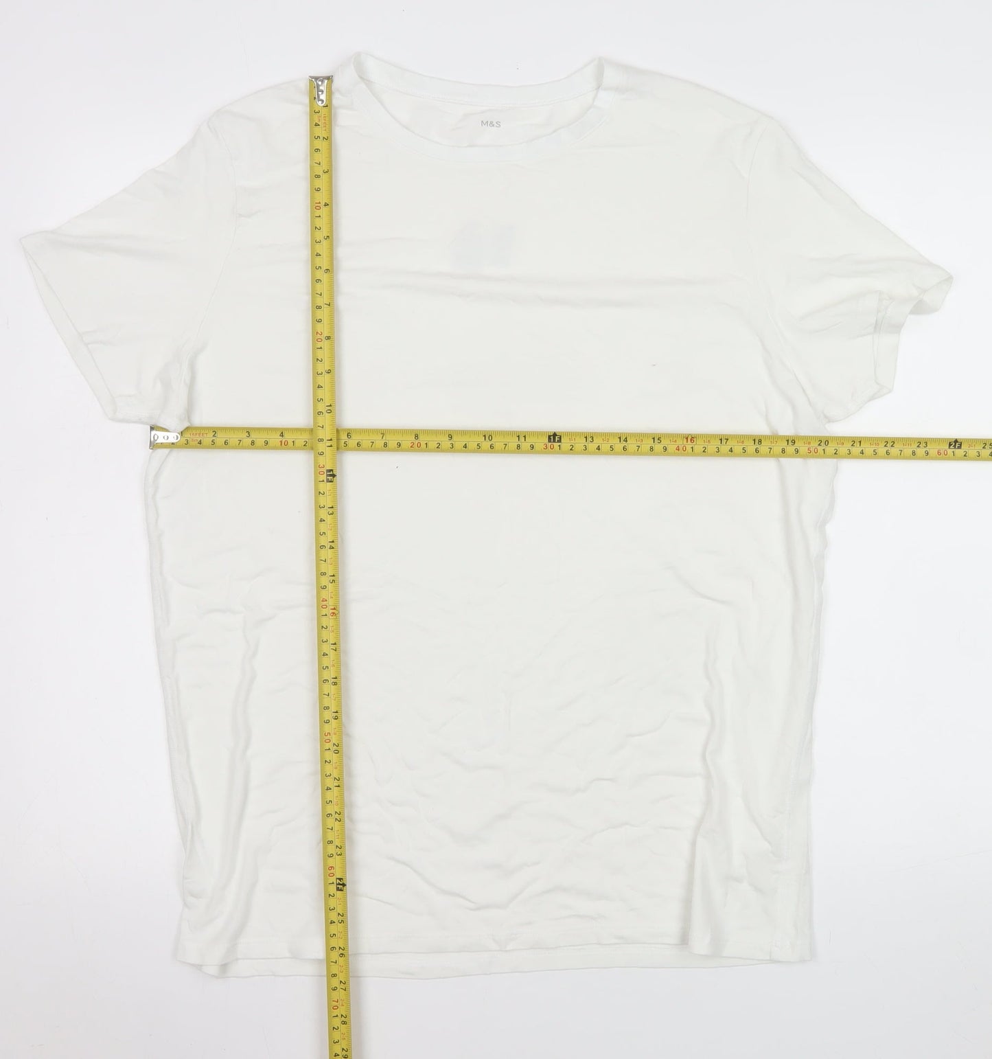 Marks and Spencer Men Ivory XL Thermal Short Sleeve Crew Neck T-Shirt