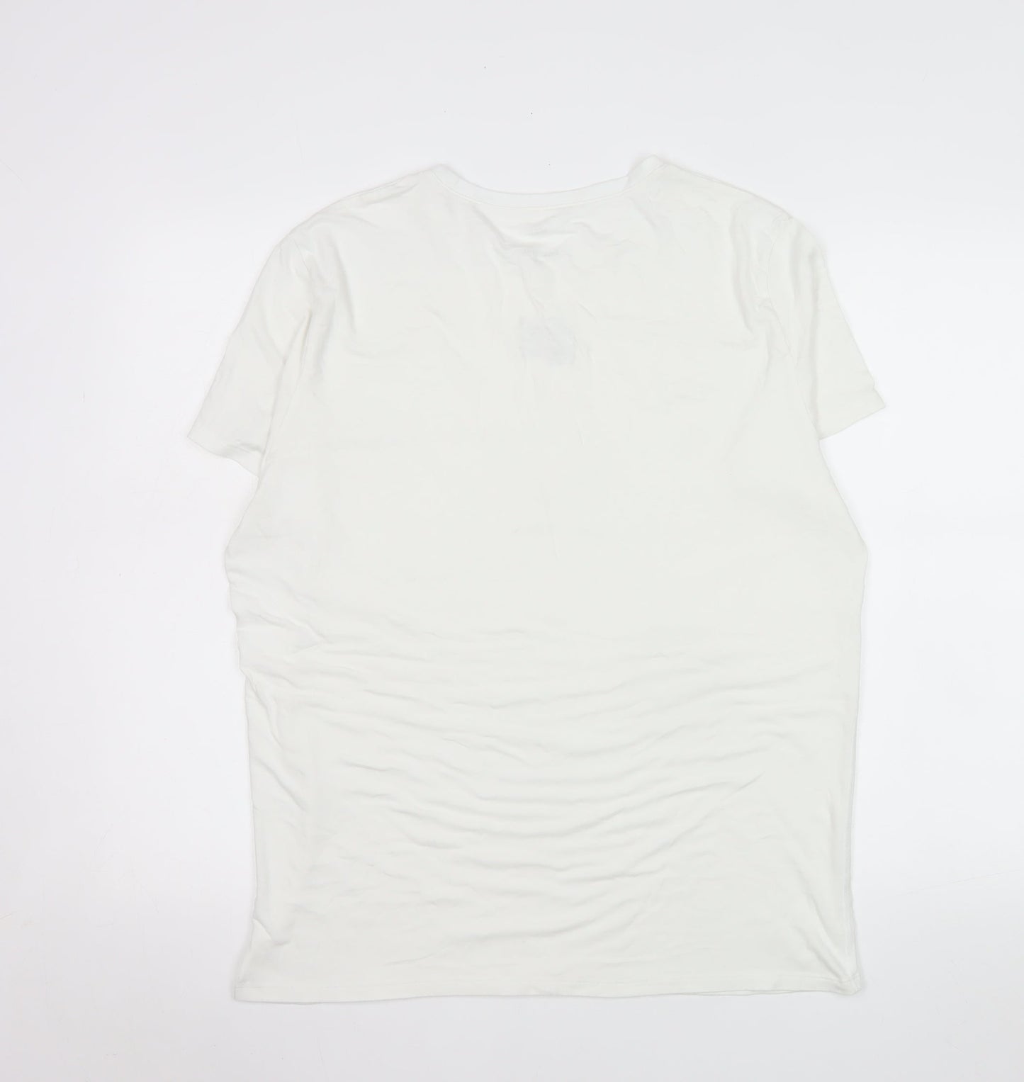 Marks and Spencer Men Ivory XL Thermal Short Sleeve Crew Neck T-Shirt