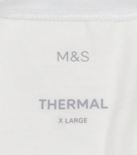 Marks and Spencer Men Ivory XL Thermal Short Sleeve Crew Neck T-Shirt