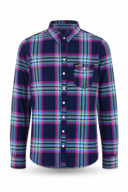 Hollister Men's Multicoloured Plaid Button-Up Long Sleeve Shirt M