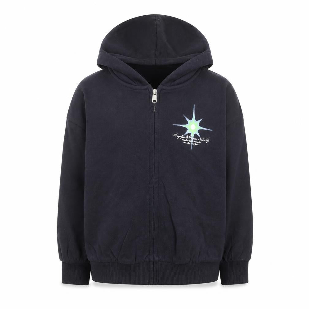 Marks & Spencer Girls Black Hooded Zip Jersey Jacket 6-7 Years