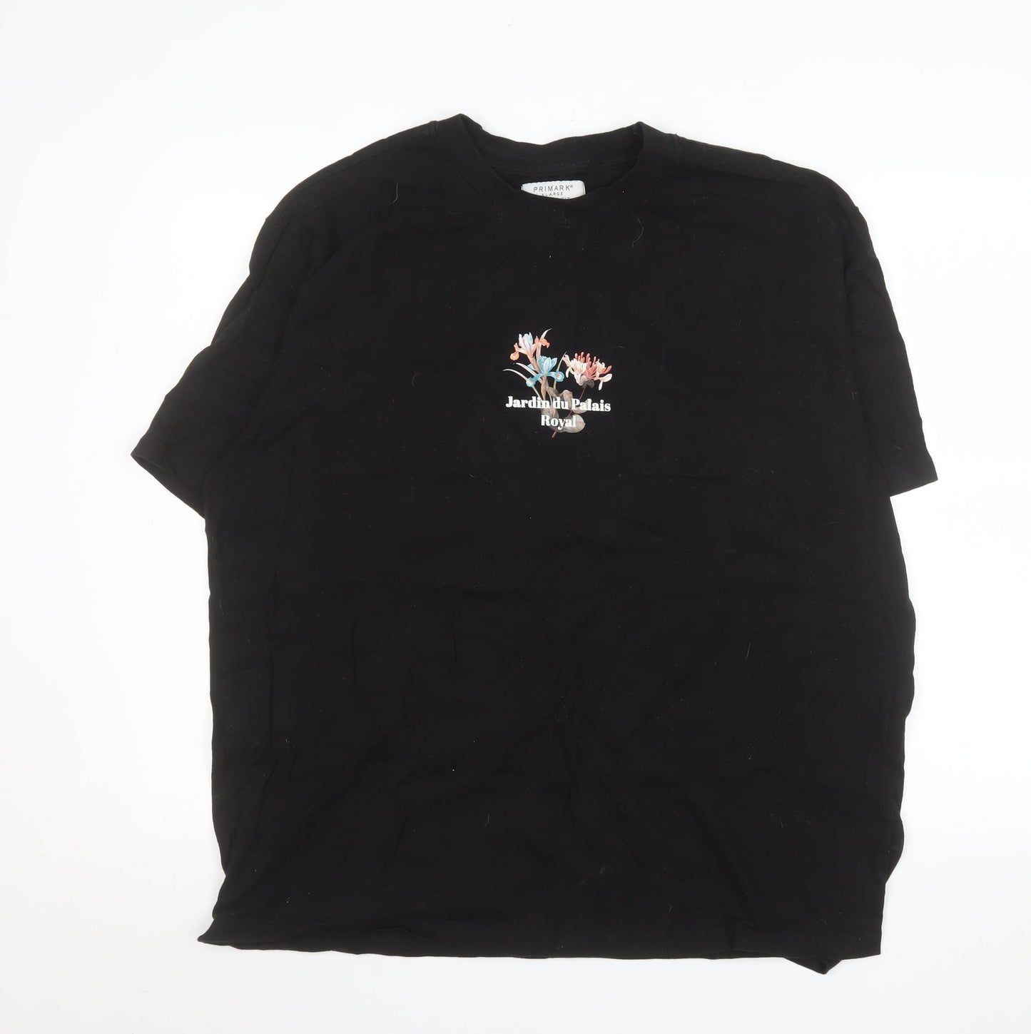 Primark Men’s Black Floral Paris Graphic Cotton T-Shirt XL