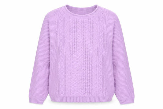 Isle Women's Purple Cable Knit Acrylic Jumper Size S 10-12