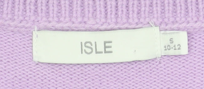 Isle Women's Purple Cable Knit Acrylic Jumper Size S 10-12