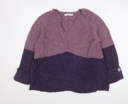 Next Womens Purple V-Neck Knit Pullover Jumper Medium