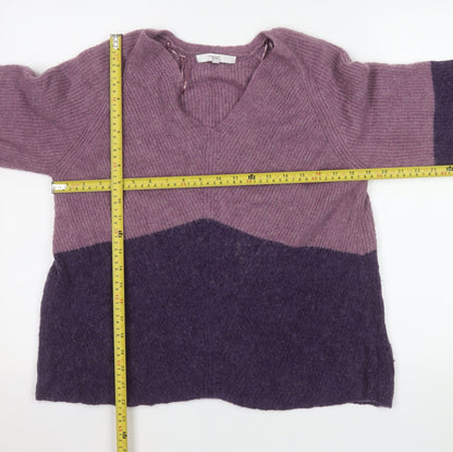 Next Womens Purple V-Neck Knit Pullover Jumper Medium