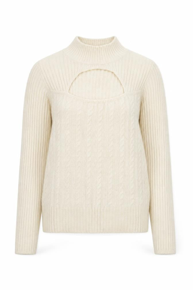 Next Women Ivory Mock Neck Cable Knit Pullover Jumper Size S