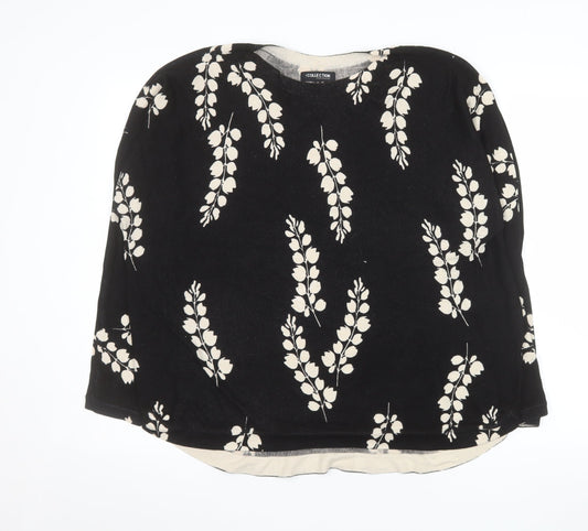 Marks and Spencer Women Black Floral Long Sleeve Tunic Top Size 16