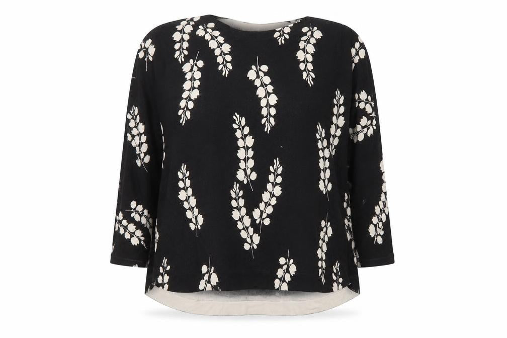 Marks & Spencer Women Black Floral Long Sleeve Tunic Top Size 16