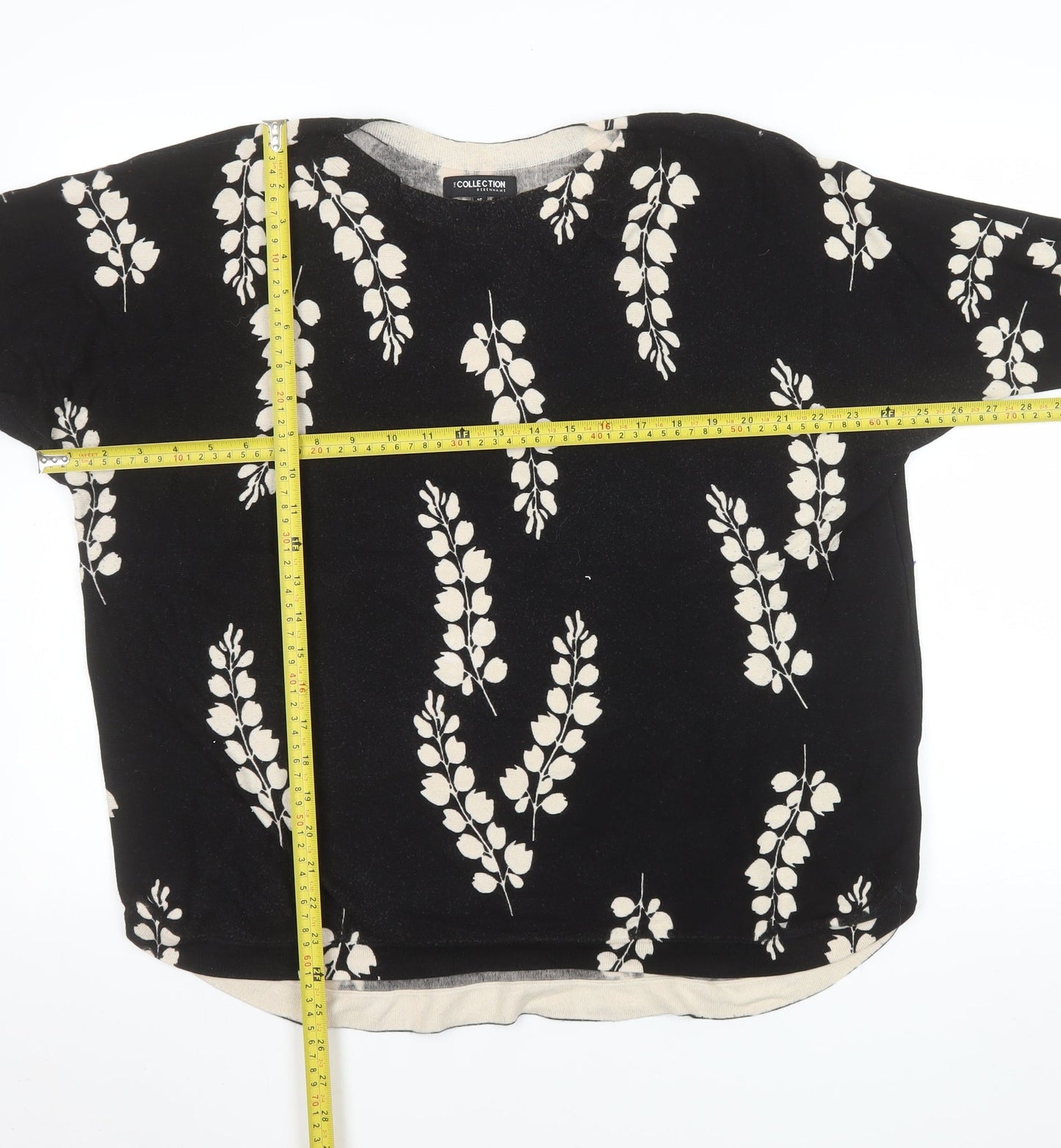 Marks and Spencer Women Black Floral Long Sleeve Tunic Top Size 16