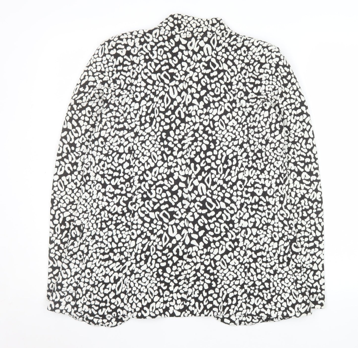 Next Women Black White Animal Print Blazer Size 14 Cotton Stretch Jacket
