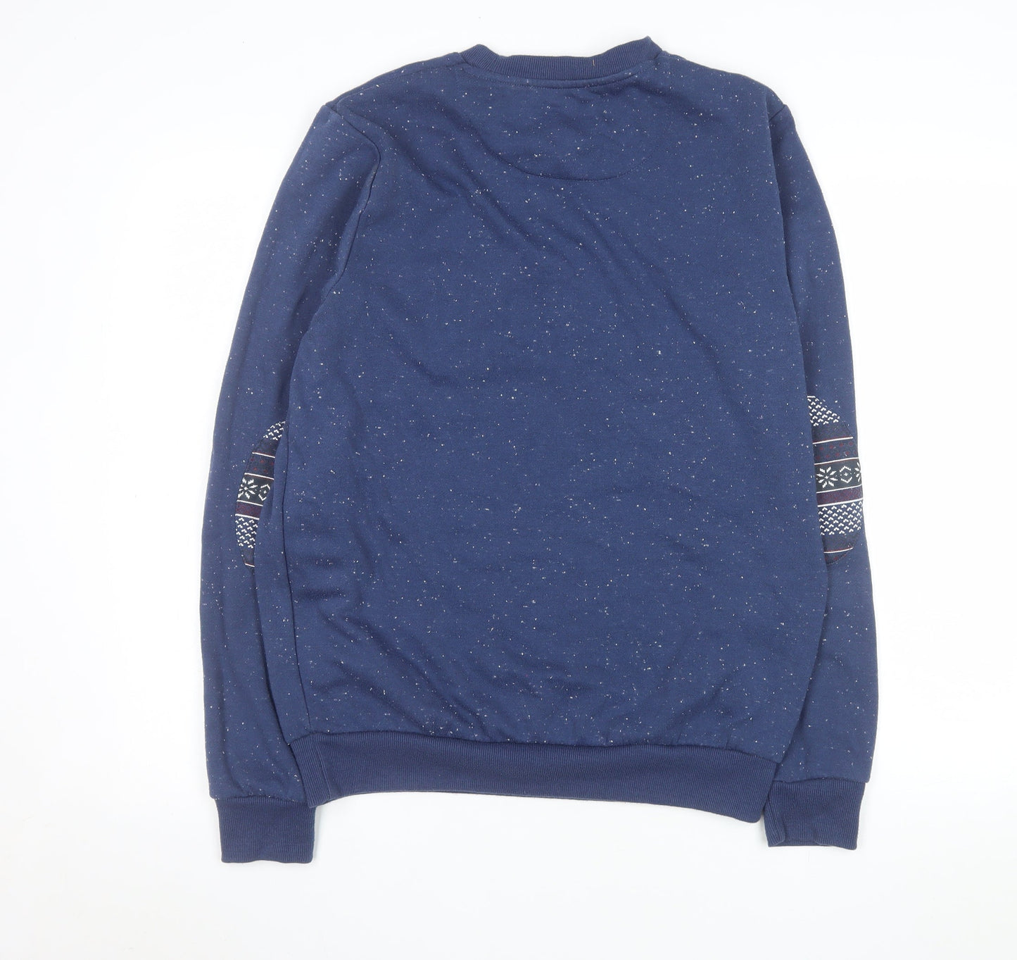 Nanny State Men's Blue Fair Isle Pocket Crew Neck Sweatshirt Medium