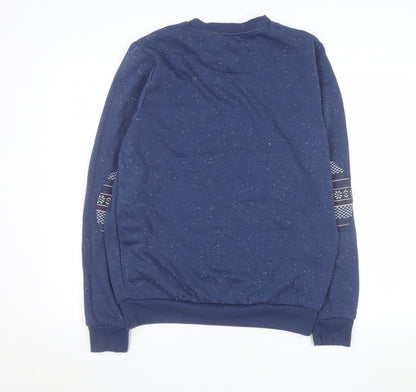 Nanny State Men's Blue Fair Isle Pocket Crew Neck Sweatshirt Medium