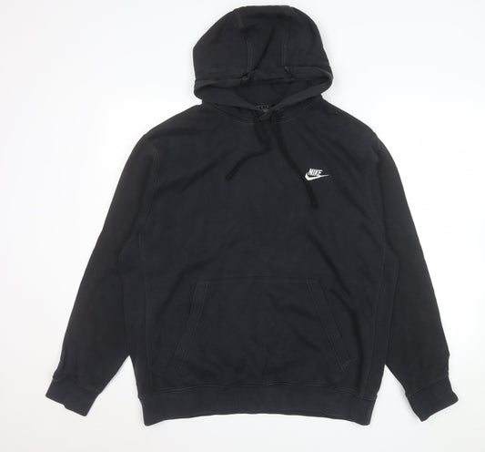 Nike Men's Black Pullover Hoodie L Regular Fit Fleece Sweatshirt