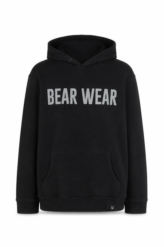 Bear Wear Mens Black Pullover Hoodie L Logo Fleece Sweatshirt