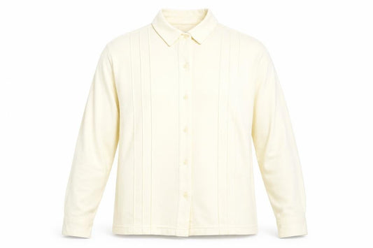 Damart Men’s Ivory Long Sleeve Button-Up Shirt L Regular Fit