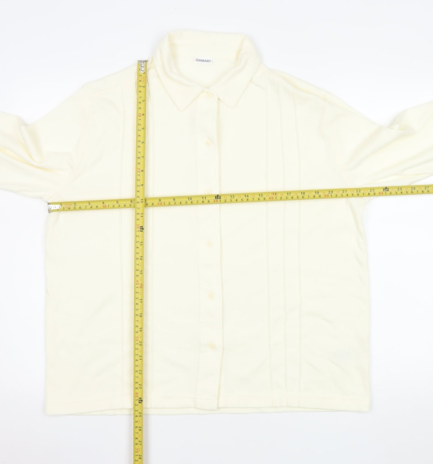 Damart Men’s Ivory Long Sleeve Button-Up Shirt L Regular Fit