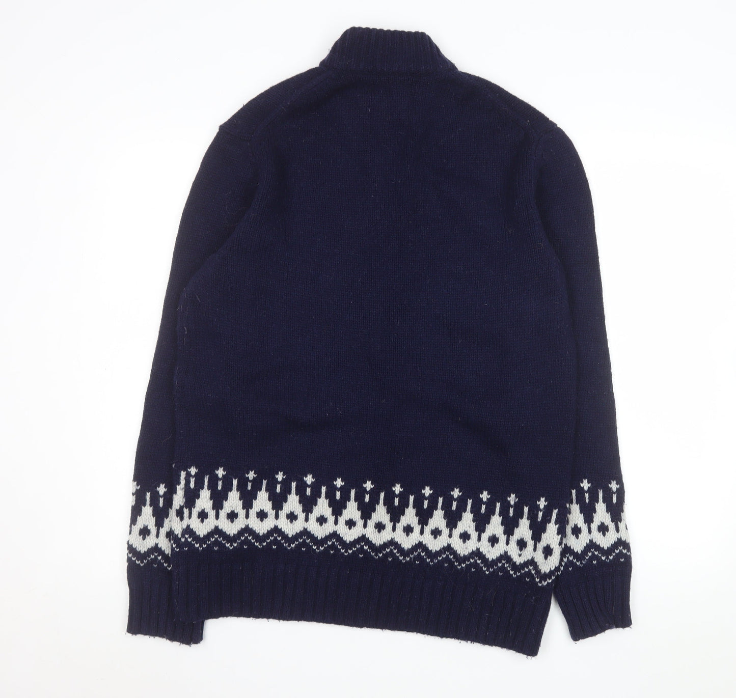 Boden Men's Blue Wool Fair Isle 1/4 Zip Sweater Size L