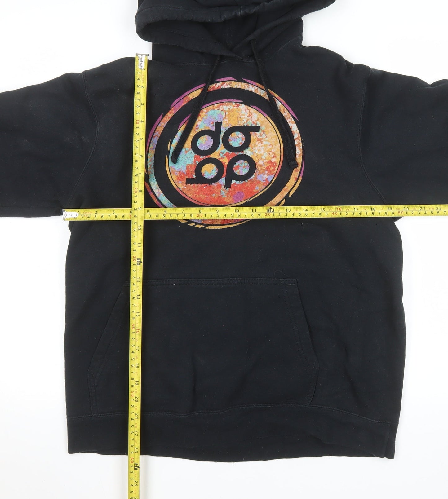 Port & Company Men's Black Pullover Hoodie M Graphic Print Cotton Blend