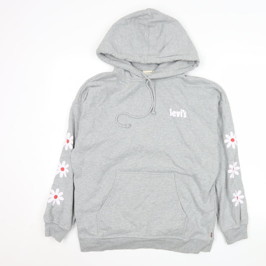 Levi's Women's Grey Floral Pullover Hoodie XS