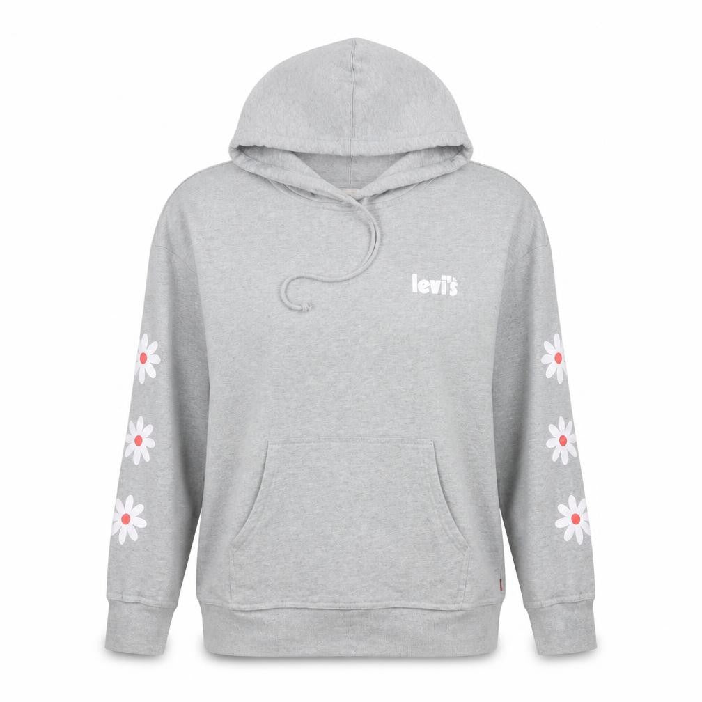 Levi's Women's Grey Floral Pullover Hoodie XS