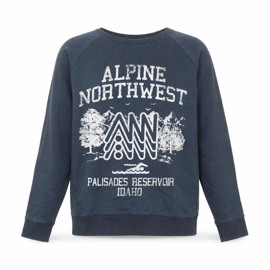 Topman Men Blue Small Graphic Print Sweatshirt Crew Neck