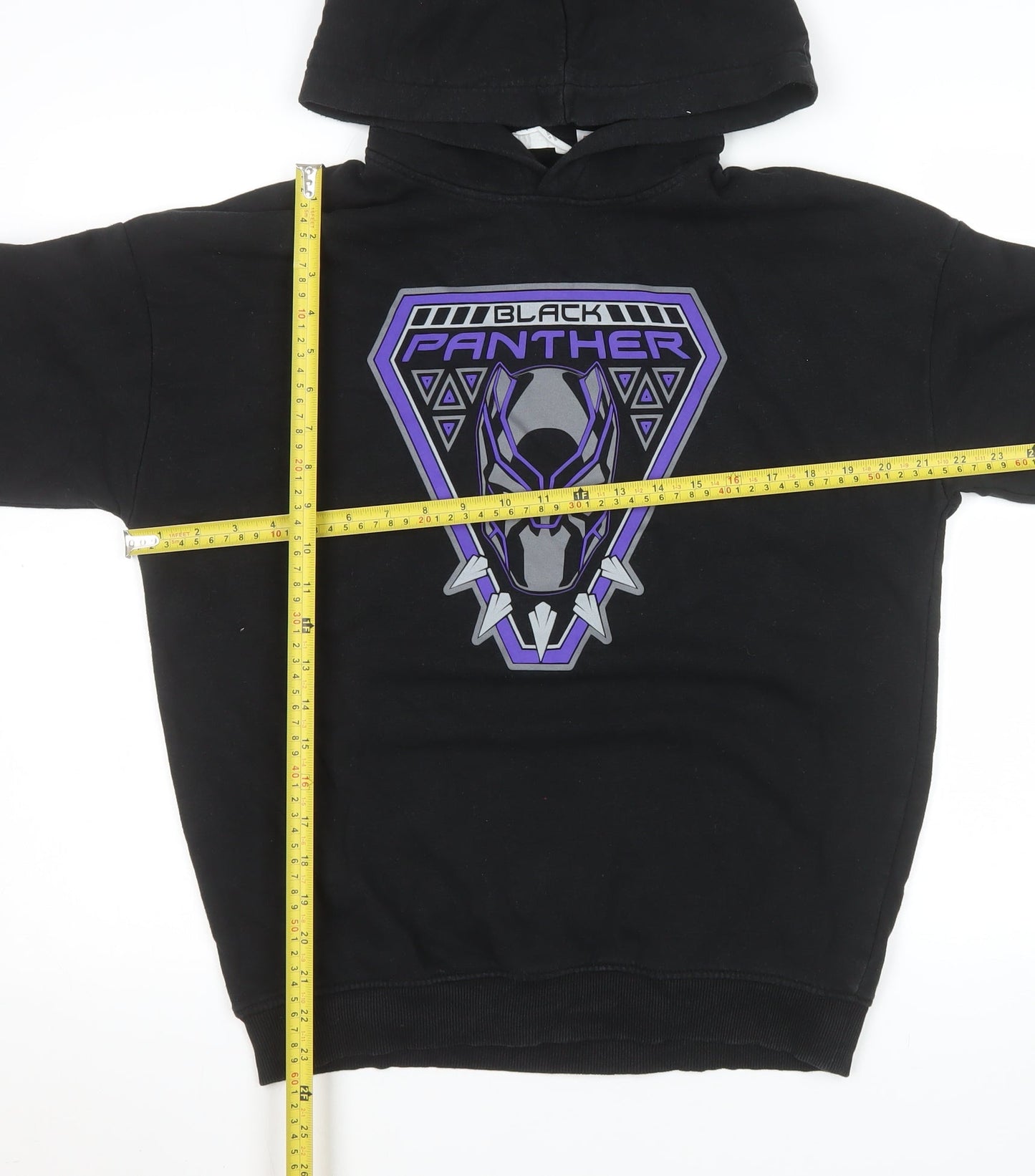 H&M Boys Black Panther Hoodie 14 Years Black Pullover Fleece Marvel
