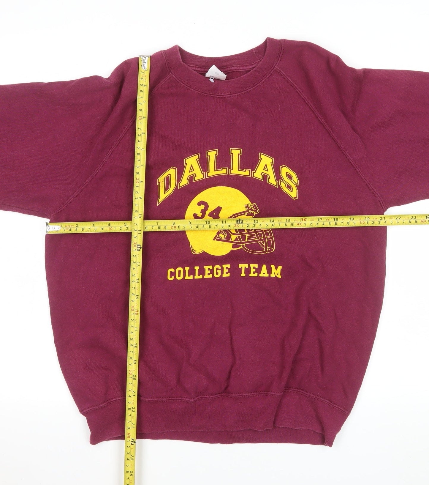 Fruit of the Loom Men's Burgundy Dallas College Team Sweatshirt M Classic Crew Neck