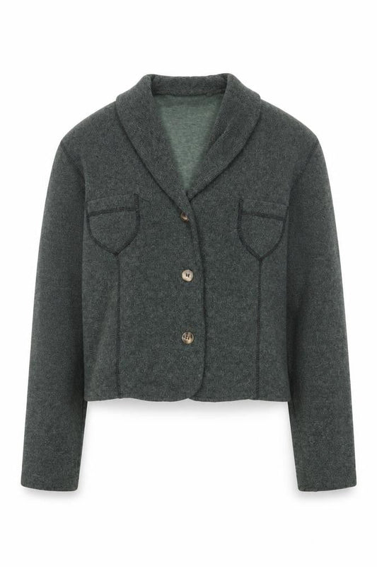 Wallis Women Green Knit Blazer Medium Single Breasted Jacket
