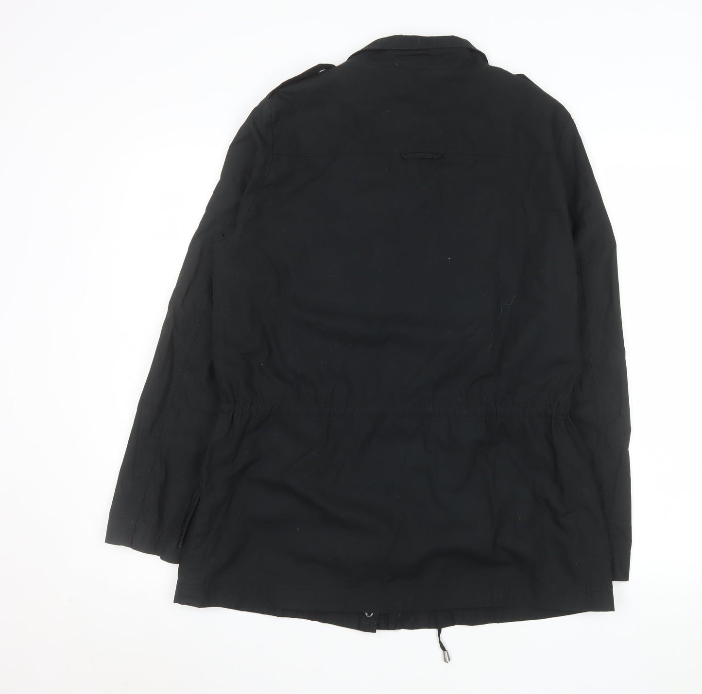 Zara Women's Black Parka Jacket Size 12 Mid-Length Casual
