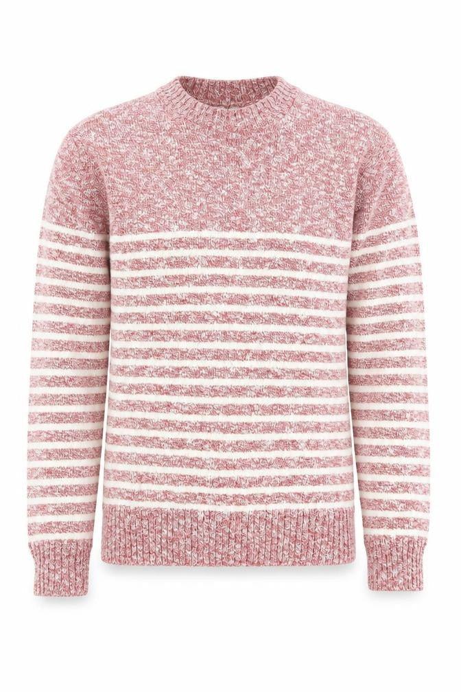 Common Sons Men's Red Striped Cotton Crew Neck Jumper Size L