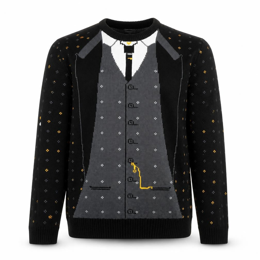 Notjust Men's Black XL Pullover Christmas Suit Graphic Jumper