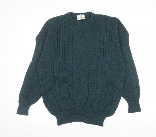 Debenhams Men’s Green Wool Cable-Knit Crew Neck Jumper L