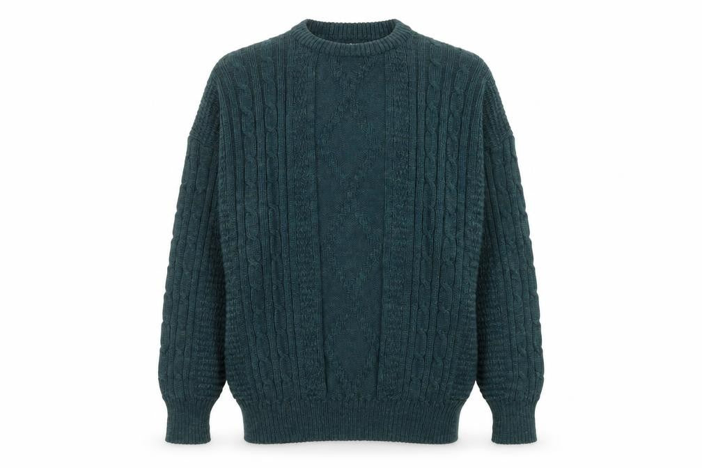 Debenhams Men’s Green Wool Cable-Knit Crew Neck Jumper L