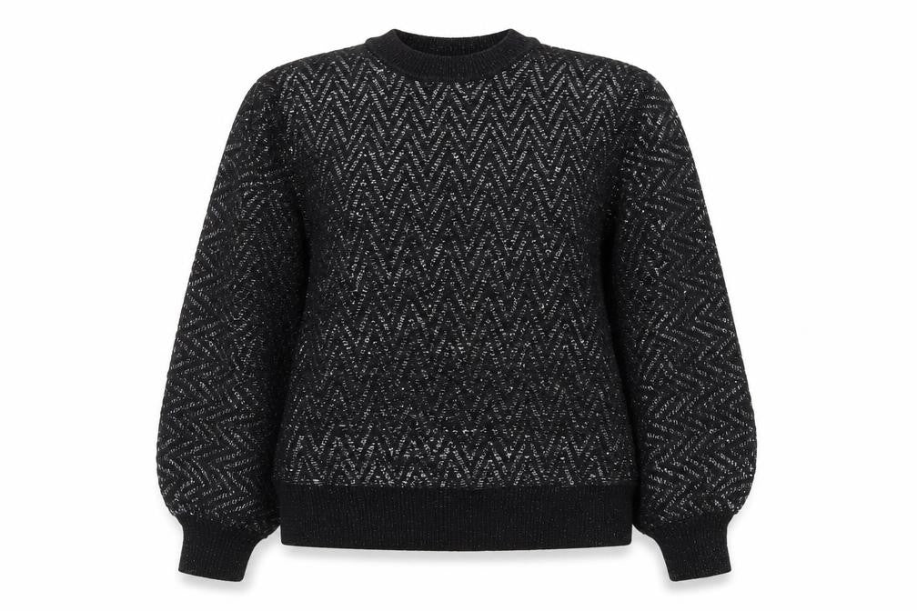 Biba Womens Black Metallic Knit Crew Neck Pullover Jumper Size M