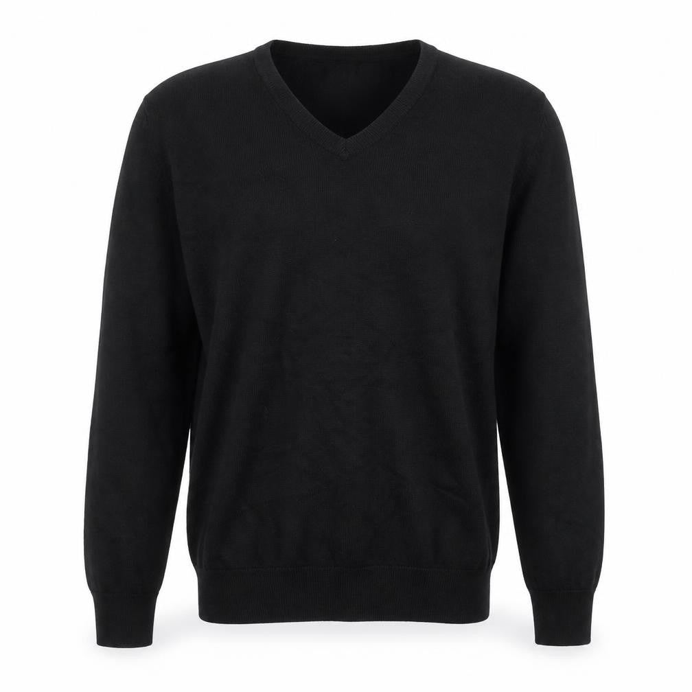 Next Men's Black L V-Neck Cotton Jumper Casual Knitwear
