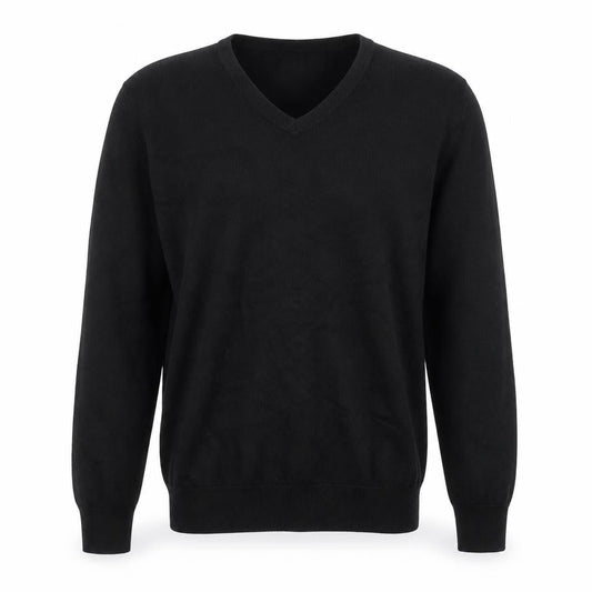 Next Men's Black L V-Neck Cotton Jumper Casual Knitwear