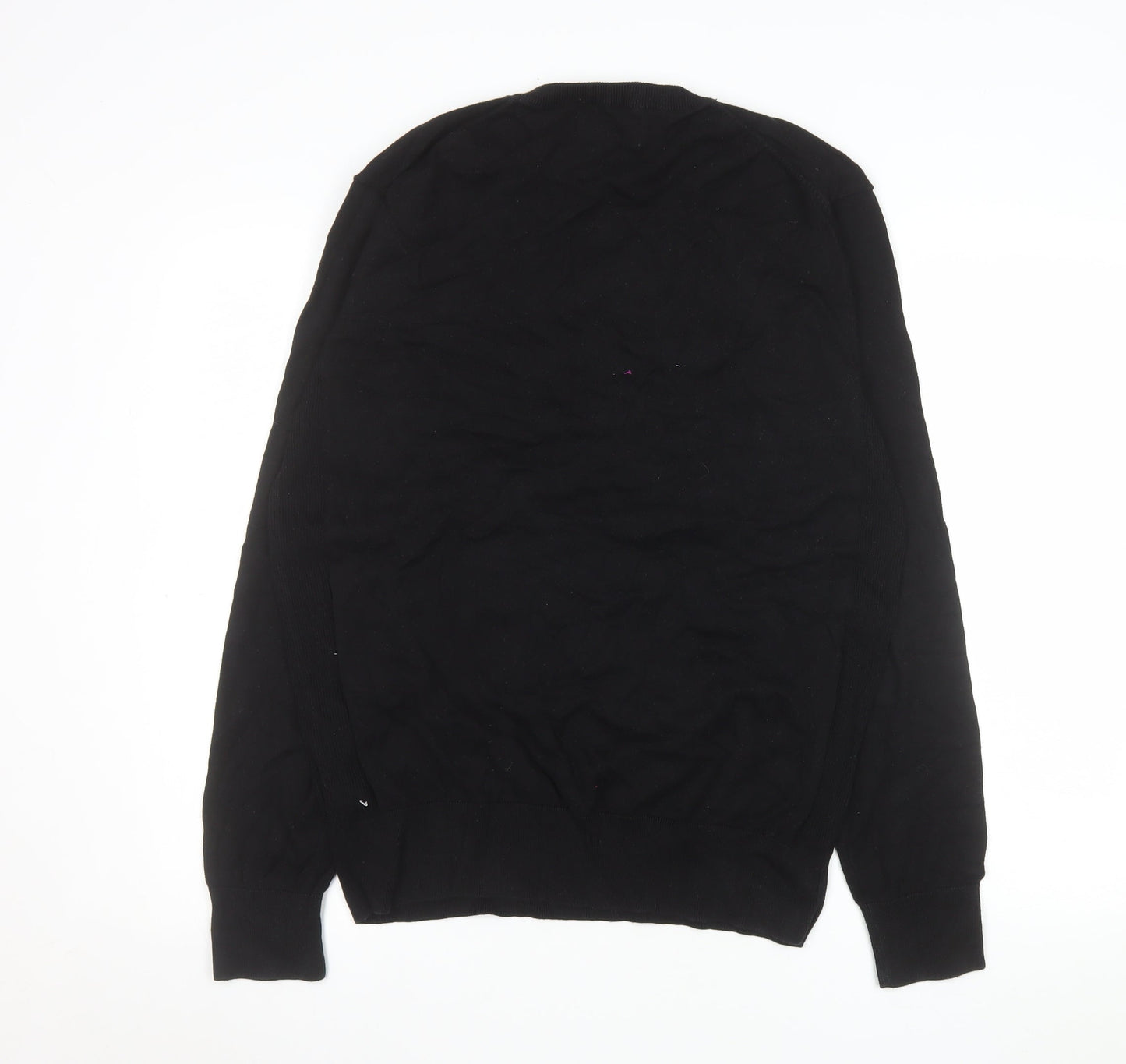 Next Men's Black L V-Neck Cotton Jumper Casual Knitwear