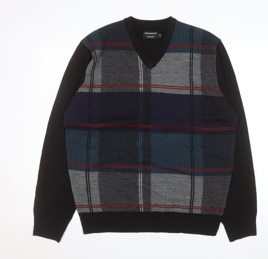 Greenwoods Men’s Multicoloured V-Neck Check Jumper Size M