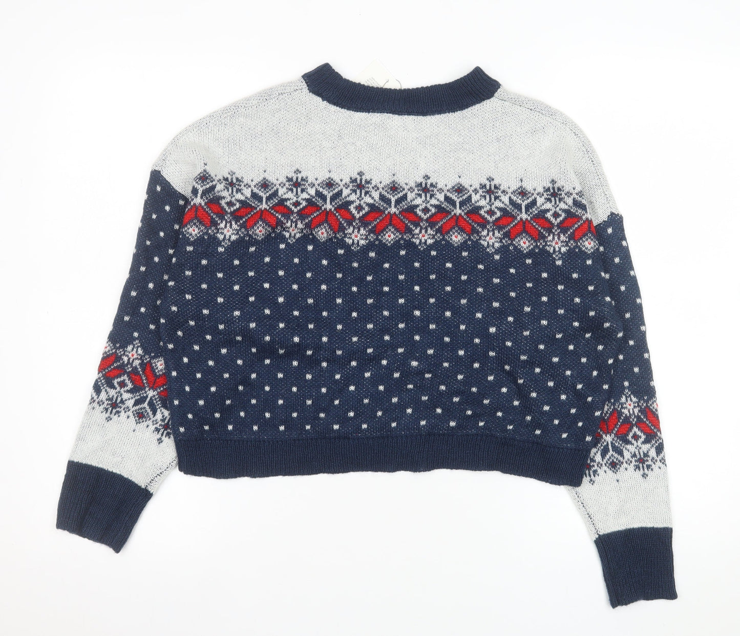 ASOS Womens Blue Fair Isle Knit Jumper UK 10 Crew Neck Winter