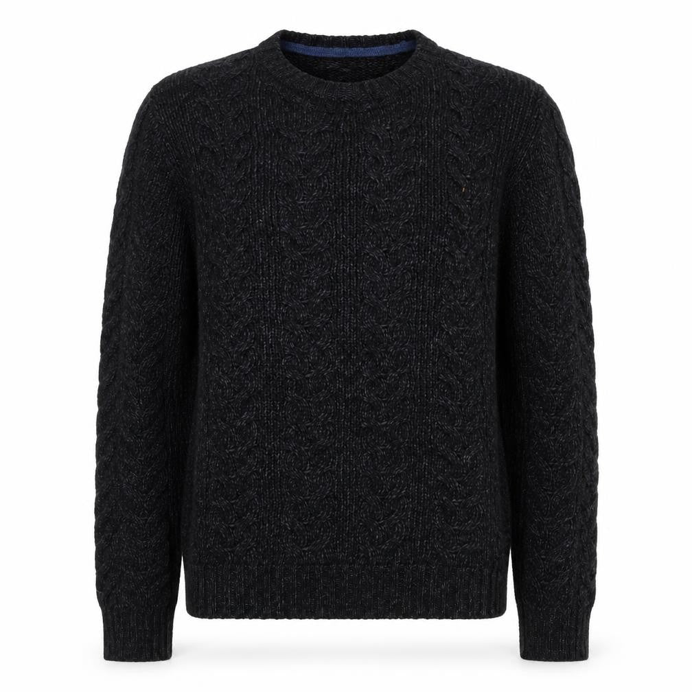 Banana Republic Men's Black XL Cable-Knit Cotton Wool Jumper