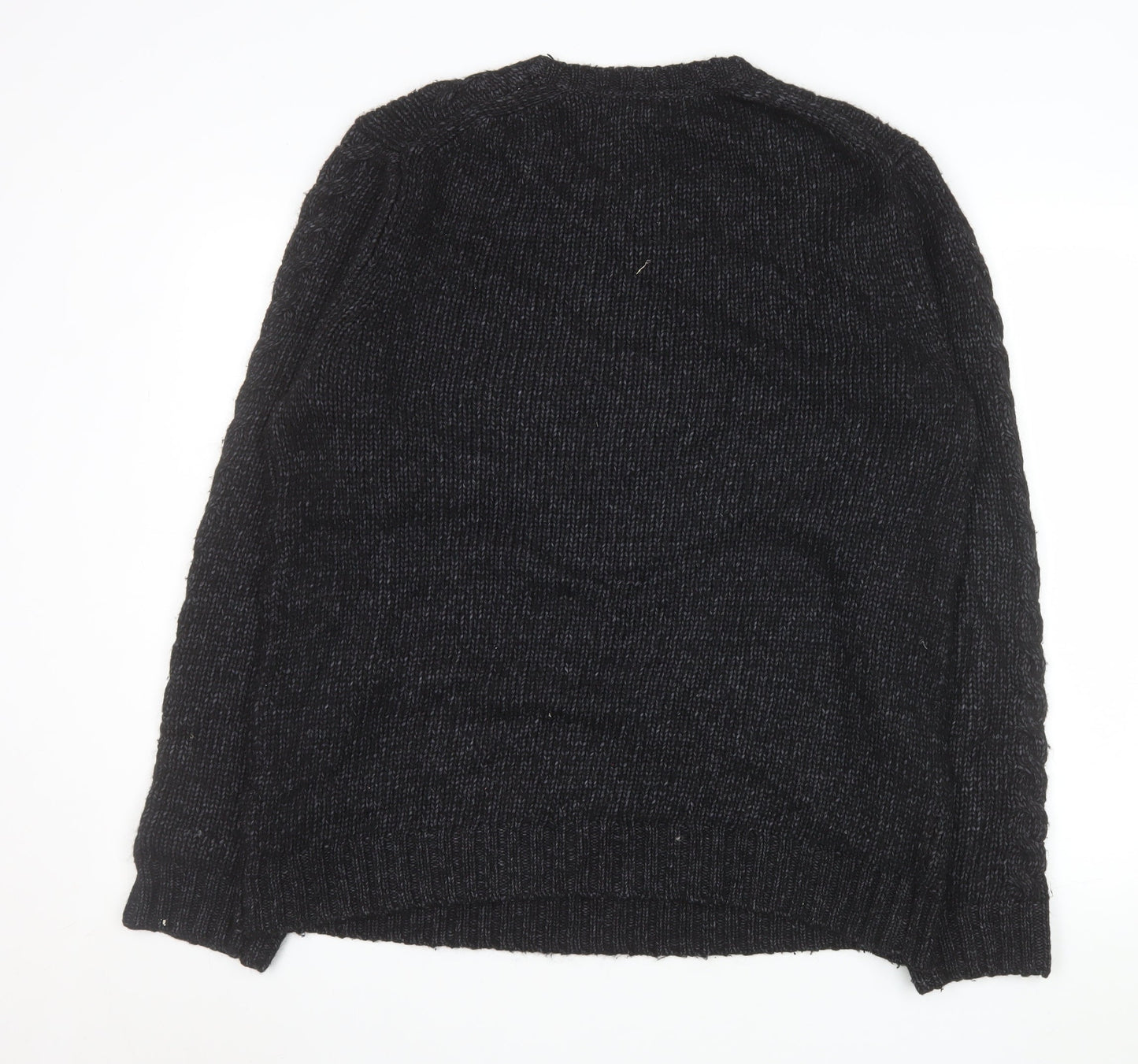 Banana Republic Men's Black XL Cable-Knit Cotton Wool Jumper