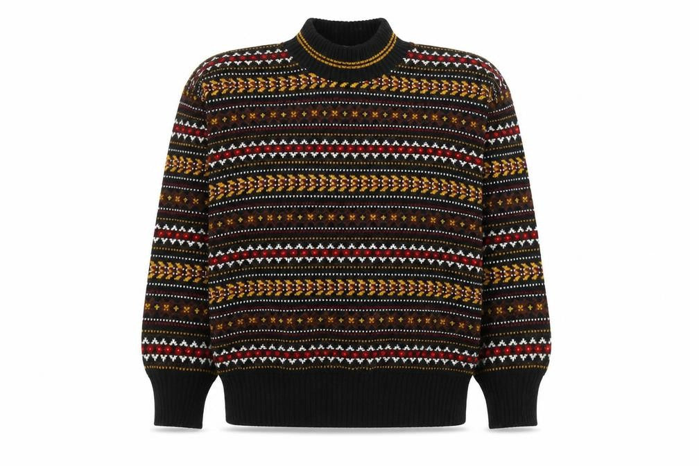 QS Womens Black Fair Isle Acrylic Jumper Size 16-18