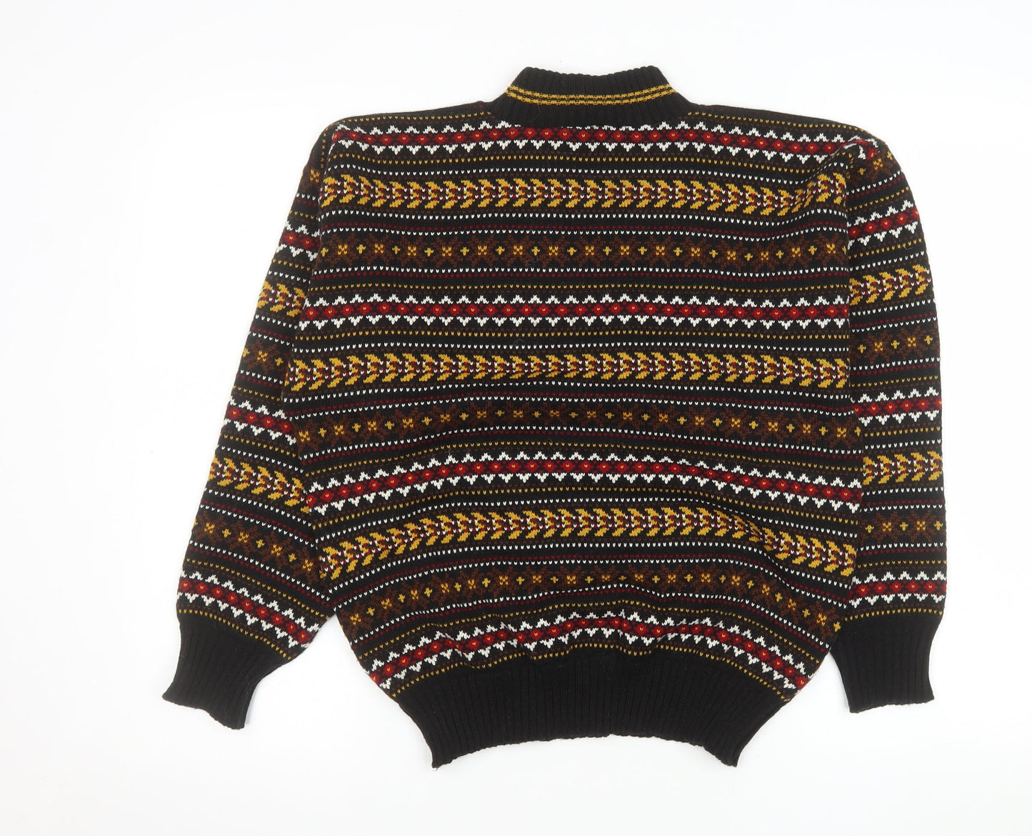 QS Womens Black Fair Isle Acrylic Jumper Size 16-18
