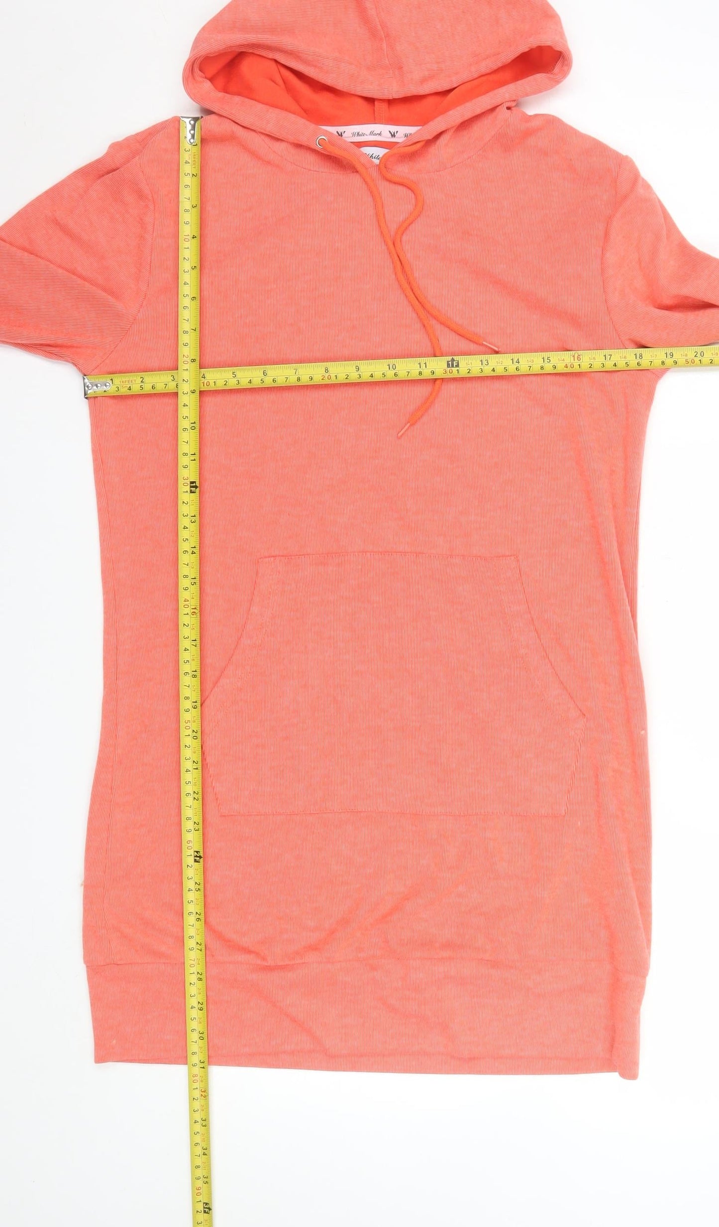 White Mark Women’s Orange Hooded T-Shirt Dress Size S Casual