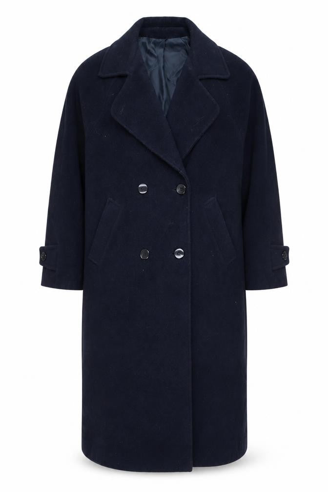 Alec Berman Women's Black Wool Blend Long Overcoat Size 14