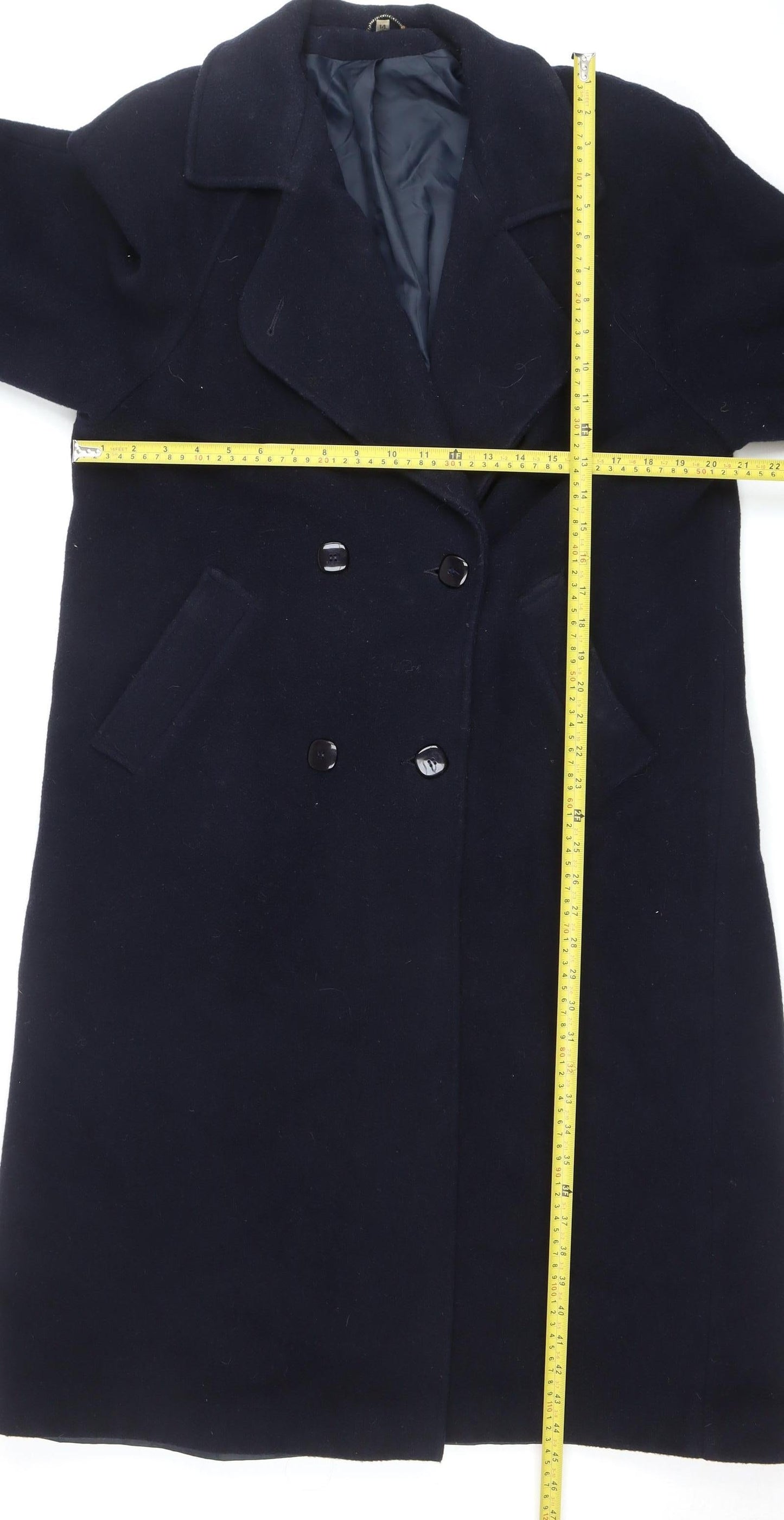 Alec Berman Women's Black Wool Blend Long Overcoat Size 14