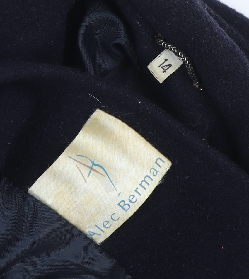 Alec Berman Women's Black Wool Blend Long Overcoat Size 14