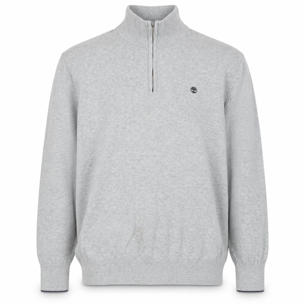 Timberland Men's Grey Cotton Half Zip Jumper L High Neck